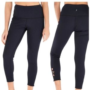 Electric Yoga Sedona black ribbed laser cut out high rise leggings M